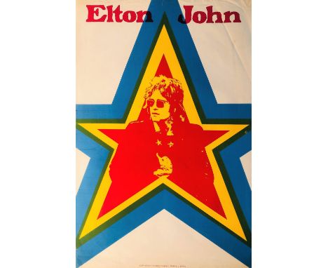 ELTON JOHN. An original poster depicting Elton John circa early 1970s. Measures 50 x 76.5cm. In VF condition with some light 
