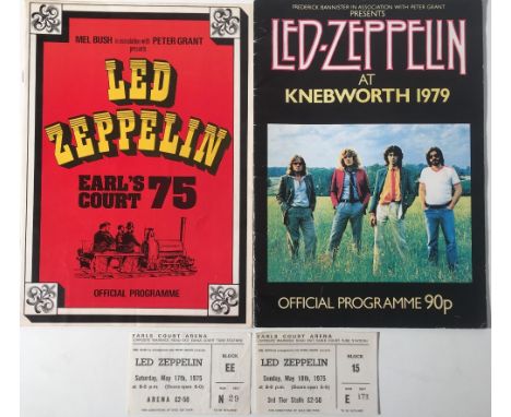 LED ZEPPELIN 1975 PROGRAMME AND TICKETS. To include: original 1975 Led Zeppelin Earl's Court programme in very good condition