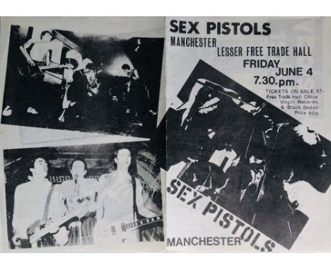SEX PISTOLS FREE TRADE HALL FLYER. An original circa A4 (21.5 x 30.5cm) sized flyer/booklet, issued in June 1976 ahead of the