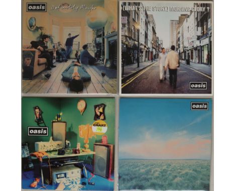 OASIS - LPs/12". Now listen up, here's a mega bundle of the band's first 2 studio LPs with 2 x 12", all housed with a killer 