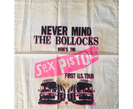 SEX PISTOLS US TOUR WARNER BROS HANDKERCHIEF. A rarely seen folded handkerchief, presumably issued by the record label to pro