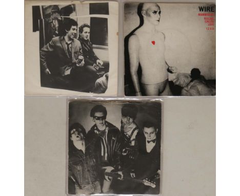 CLASH/DAMNED/WIRE 7"/POSTER. Three punk rarity 7" to include: The Clash - Capital Radio E.P, (CL 1, promo, VG/VG,ringwear and