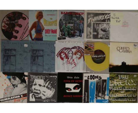 PUNK/HARDCORE/GARAGE/EMO/REVIVAL/OI - COLOURED 7" RELEASES. Brill collection of 52 x finely tuned 7" covering 1st and 2nd wav