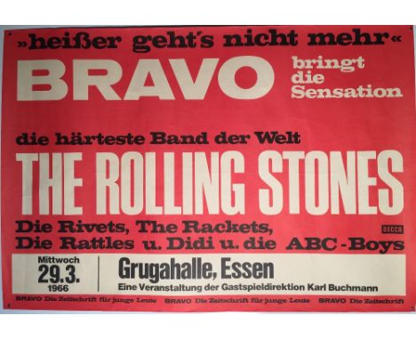 1966 ROLLING STONES GERMAN POSTER. An original poster advertising the Rolling Stones in Essen, Germany 29th March 1966. Measu