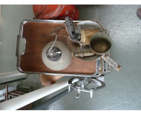 A Victorian copper jelly mould, bearing initials C.A.S., and a Primus blow torch by Bahjorth & Co., Sweden, with a GPO galvan