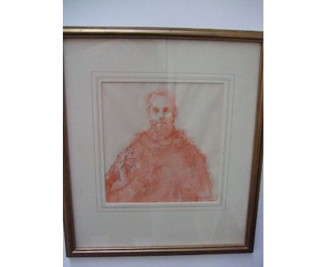 Portrait of a priest, 20th Century, watercolour and pastel on paper, signed 'McGuinness' and dated 1973 lower right, framed, 