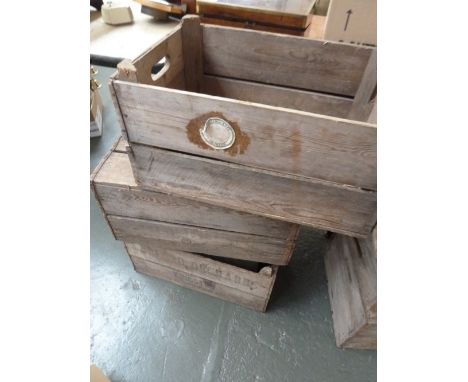 Four vintage apple boxes, stamped Yarford Orchards, Taunton