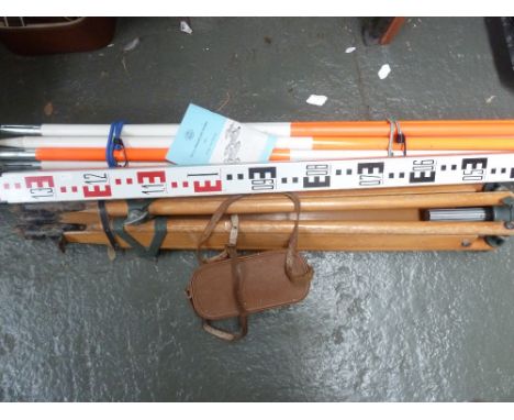 A Hilger & Watts surveyors Auto set and quick set levels, with various surveyor equipments