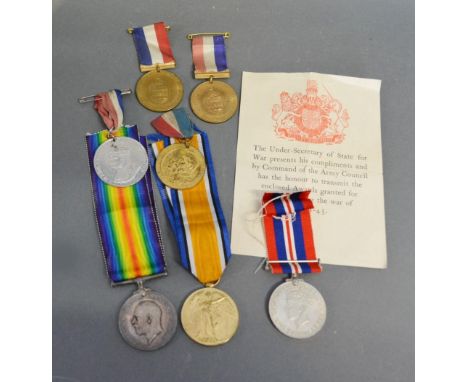 A World War I Medal Pair named to Private A.H. Speake, Somerset Light Infantry No. 29476, together with 1939/1945 war medal a