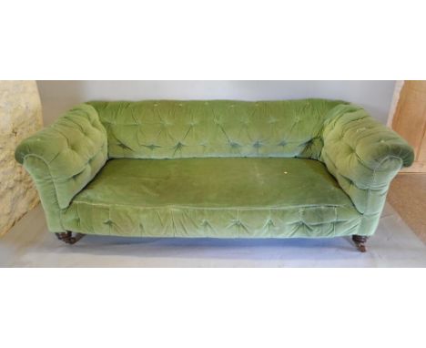 A 19th Century Button Upholstered Chesterfield Sofa with turned feet, 190 cms long 