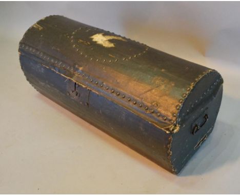 A 19th Century Brass Studded Trunk of circular form, 67 cms long 