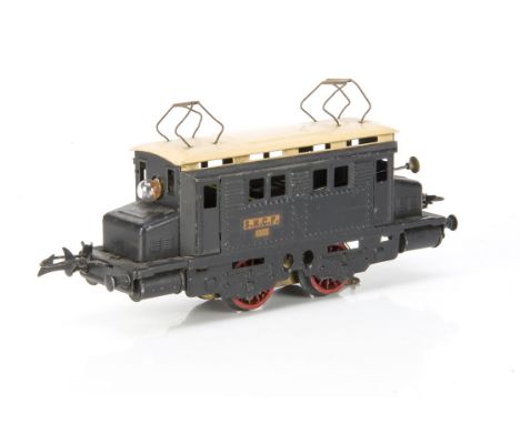 A French Hornby 0 Gauge post-war 20-volt AC electric model in SNCF matt black with cream roof, with gold/red 'SNCF 20v' trans