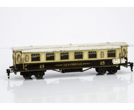 An  uncommon Märklin for Gamages 0 Gauge British market (circa 1930) ref 2890 third class Pullman car, in traditional Pullman