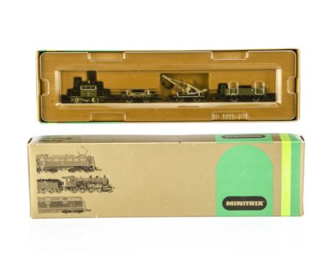 Minitrix Continental N Gauge Royal Bavarian Railway Track Maintenance Set, a boxed 11015 set comprising Class Ptl 2/2 0-4-0  
