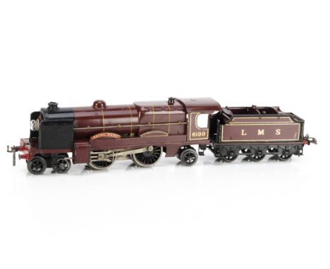 A Hornby 0 Gauge No E320 'Royal Scot' Locomotive and Tender, in LMS crimson as no 6100, later version with smoke deflectors, 