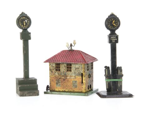 Bing Scenic Accessories for 0 Gauge or larger, a 'clock pedestal' type Next Train indicator, with movable clock hands, presse