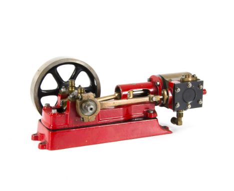 A well-made Single-cylinder horizontal Mill-type Steam Engine, probably from a Stuart Turner design, finished in red and blac