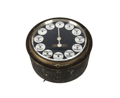 An S.E.C.R. Walker's Patent Rotary 'Receiving' Train Describer Signal Box Instrument,  of circular form in metal case glazed 