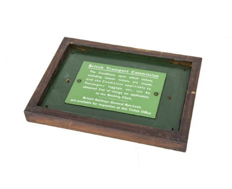 Original BR Southern Enamelled British Transport Commission Notice, with white lettering on a green ground inscribed 'The Con