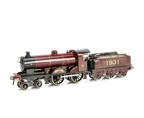 A Boxed Bassett-Lowke 0 Gauge clockwork 'Duke of York' 4-4-0 Locomotive and Tender, a less-common later variant in lithograph