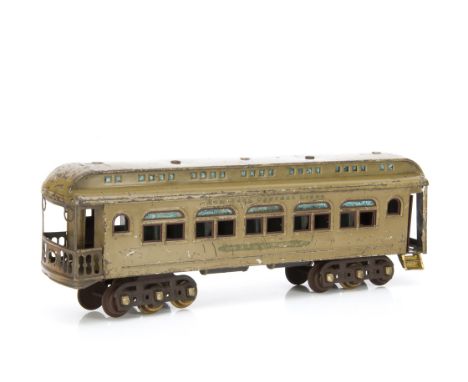 A Lionel American 'Wide Gauge' New York Central Lines Observation Car, with clerestory roof and stamped brass observation bal