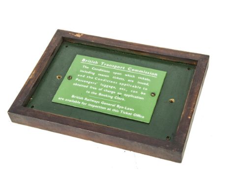 Original BR Southern Enamelled British Transport Commission Notice, with white lettering on a green ground inscribed 'The Con