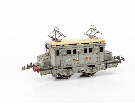 A French Hornby 0 Gauge 20-volt AC electric model in 'P.O.' grey with cream roof, with gold/red PO and El.31 transfers, plain