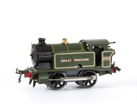A Hornby 0 Gauge No 1 clockwork 0-4-0 Tank Locomotive, in enamelled Great Western semi-matt green as no 4560, with gold/red n
