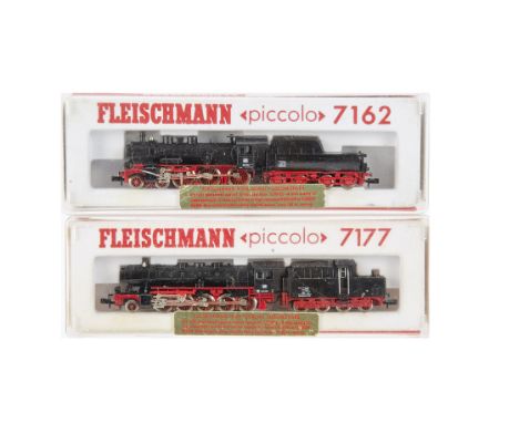 Fleischmann German Steam Locomotives and Tenders, two cased examples 7162 BR 38 and 7177 BR 051 both the DB in black and red 
