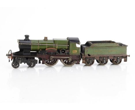 A Bing for Bassett-Lowke 0 Gauge clockwork 'City of Bath' 4-4-0 Locomotive and Tender, in lithographed lined GWR green as no 