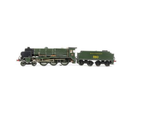 A Scratchbuilt 0 Gauge 3-rail Southern Railway 'Lord Nelson' Class 4-6-0 Locomotive and Tender, built a good standard by unkn