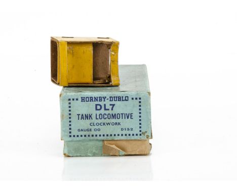 Hornby-Dublo 00 Gauge pre-war 1938 DL7 Clockwork Locomotive Box, in light blue ref MW-1780 7,500  9/38, F, no inserts, repair