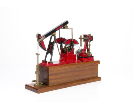 A Stuart Single-cylinder vertical Steam Engine and 'Grasshopper' Pump, fully assembled and finished in red and black, the eng