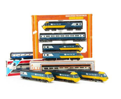 Hornby (Margate) 00 Gauge R332 BR Inter-City 125 HST blue and yellow HST and additional Coaches, R332 comprising Power Car, D
