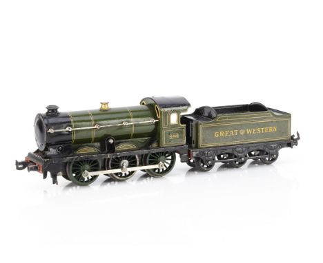 A Bing for Bassett-Lowke 0 Gauge clockwork 0-6-0 Locomotive and Tender, in lined GWR green as no 4460, with original Bing gea