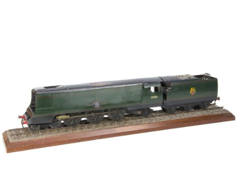 An approximately 2¼" Gauge static display model 'Merchant Navy' class unrebuilt Locomotive and Tender, possibly made circa 19