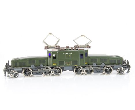 An ETS 0 Gauge 3-rail Electric 'Krokodil' Locomotive, ref 206/123, in Swiss Railways green livery as no 13304, with added nam