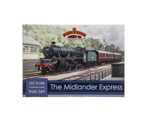 Bachmann 00 Gauge 30-285 The Midlander Express Train Set, comprising BR green Jubilee Class Locomotive 45555 'Quebec' and two