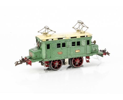 An uncommon French Hornby 0 Gauge  LE120 20-volt AC electric model in light green with cream roof, version without side skirt