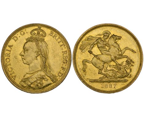 Victoria, Jubilee, 1887, two-pounds (S. 3865), light bagmarks and small scuff before portrait, otherwise extremely fine or be