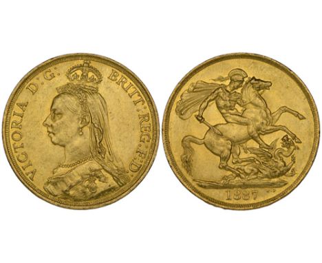 Victoria, Jubilee, 1887, two-pounds (S. 3865), light bagmarks, one or two tiny rim nicks, otherwise extremely fine or better,