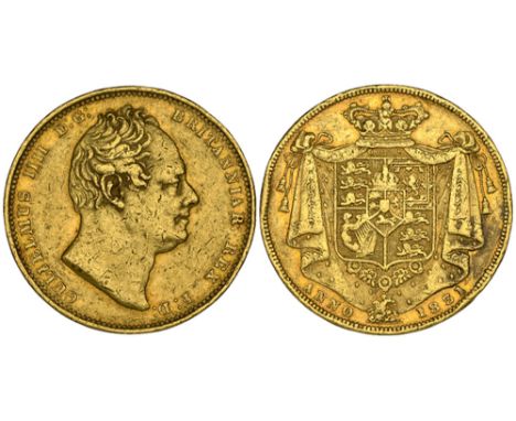 William IV, two-pounds, 1831, a heavily impaired plain edge proof which has apparently been carried as a ‘pocket piece’ over 