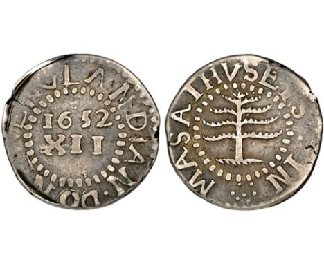 Colonial North America, Massachusetts Bay, Pine Tree shilling, 1652, small-sized issue of 1675-82, obv., ‘Cupid’s Bow’ branch