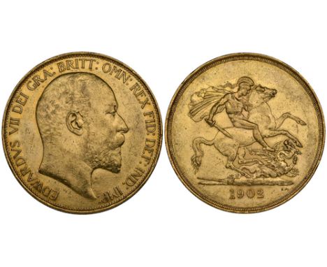 Edward VII, Coronation, 1902, five-pounds (S. 3965), bagmarks and scuff to neck of portrait, otherwise good very fine  