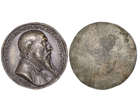 Germany, Jacob Wolckenstein of Nuremberg, uniface lead medal , by Matthes Gebel, bearded bust right aged 33, 36mm (Habich 121