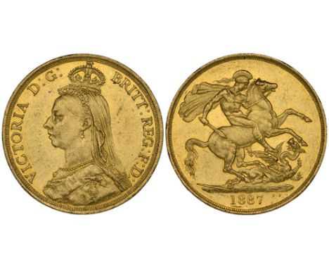 Victoria, Jubilee, 1887, two-pounds (S.3865), bagmarked, minor scuffs to portrait and tiny reverse edge nicks, otherwise extr