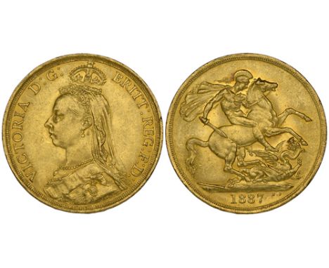 Victoria, Jubilee, 1887, two-pounds (S. 3865), light bagmarks, one or two tiny rim nicks, otherwise extremely fine or better,
