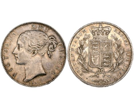 Victoria, young head, crown, 1845 viii, cinquefoil stops (E.S.C. 282; Bull 2564; S. 3882), tiny metal flaw on rim, very fine 