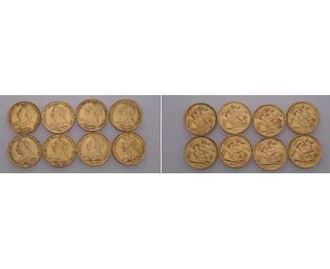 Victoria, old head, half-sovereigns (8), all 1895 (S.3878), bagmarked, minor nicks and hairlines, generally good very fine to