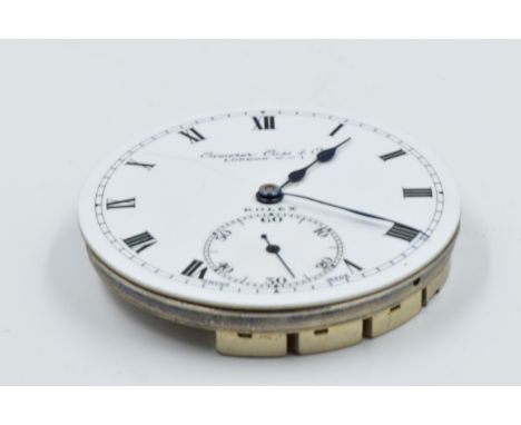 Camerer, Kuss & Company, London, Rolex pocket watch movement, the enamel dial with Roman numerals and subsidiary seconds, 42m